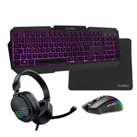 Coolbox XWing2 Pack Gaming 4en1 Teclado, Ratón y Auriculares